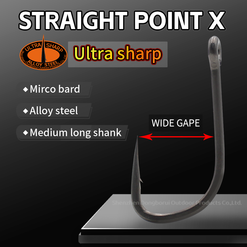 Fishing Hook Assortment - 10 stuks karperhengelhaken, rechte punt, lange
