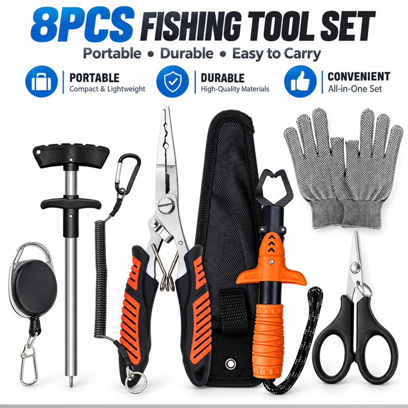Fishing Hook Sharpener - Professionele multifunctionele visgereedschapset: vislipgrijper, haakverwijderaar, vislijnsnijder