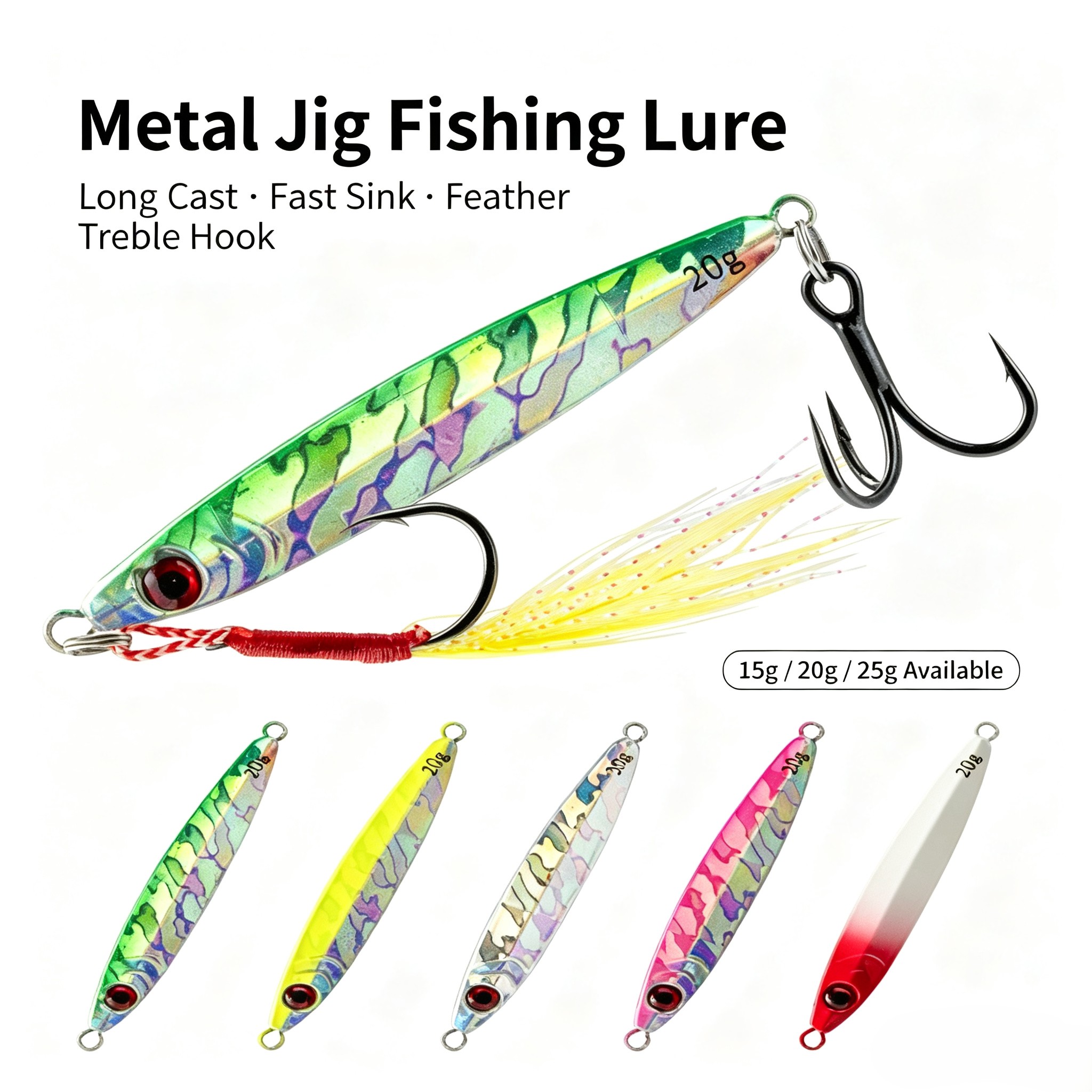 3-delige metalen jig-lokset, a - Fishing Hook Treble recensie en prijs